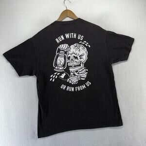 Lurking Class Shirt Men's Large Black Sketchy Tank Skeleton Graphic Double Sided